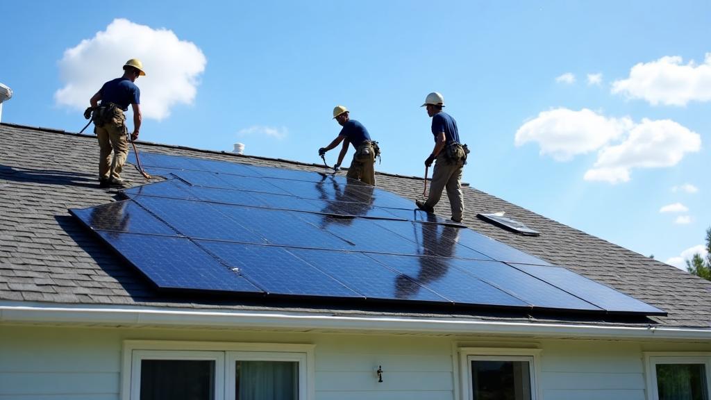 Solar panels being installed on a New Jersey home